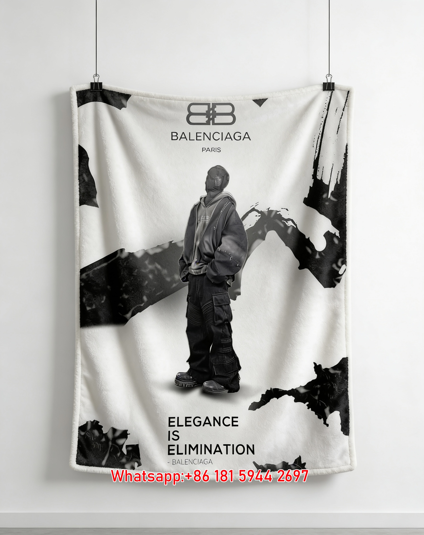 Balenciaga Paris Elegance Figure Flannel Sofa Throw Blanket BA156